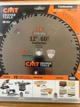 256.060.12 Cmt Itk Xtreme Orange Chrome 12 Inch Combination Blade 60 Teeth Atb
