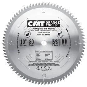 222.080.10 Cmt 664252025923 Industrial Plexiglass And Plastic Saw Blade 10-inch X 80 Teet