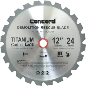 Rcb1200t024hp Concord Blades 812763020436 12 Inch 24 Teeth Tct Demolition Rescue Carbide Saw Blade