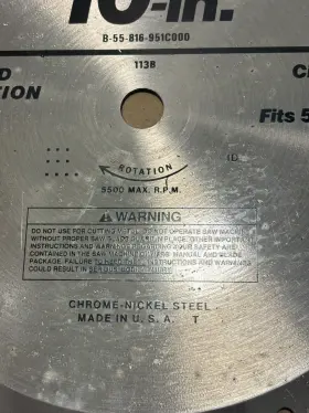 113b Craftsman Vintage Sears / 10 Inch 44 Tooth Circular Saw Blade 5/8 Arbor