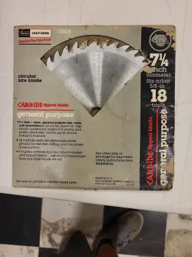 232518 Craftsman 7 1/4 Inch Circular Saw Blade 18 Tooth Carbide Tipped General Purpose