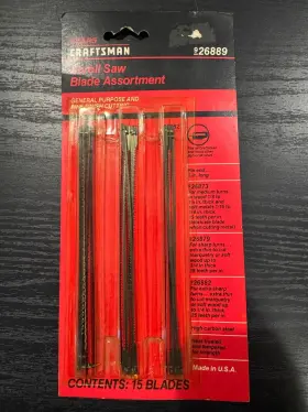 26889 Craftsman Sears 15 Scroll Saw Blades Assortment Tempered 5 Inch Pin End Nos