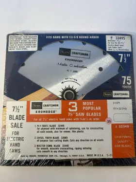 32495.32348 Craftsman 32348 Nos New Sears Kromedge 7.5 Inch Saw Blades 32665 32449 Rare Us