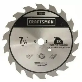 37654 Craftsman 7-1/4 Inch Fast Cutting 18 Teeth Circular Saw Blade