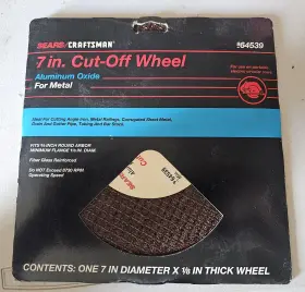 64539 Craftsman 7 Inch X 1/8 Metal Cut Off Wheel Lot 5/8 Bore - Sears