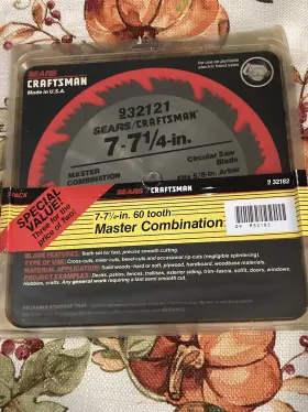 9-32121 Craftsman 9-32182 3-pack Sears Circular Saw Blade 7-7 1/4 Inch Master Combination