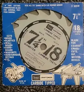 9-32518 Craftsman 7 1/4 Inch 18 Tooth Carbide Tipped Circular Saw Blade 9 32518
