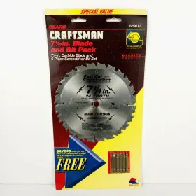 925613 Craftsman New 7-1/4 Inch 24t Carbide Saw Blade And 6-pc Screwdriver Bit Set Usa