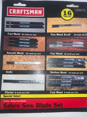 Craftsman 928876 Vtg 16-piece Sabre Saw Blade Set 1998