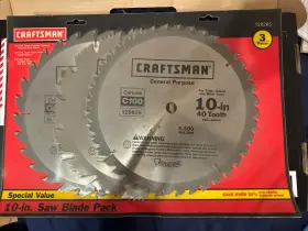 929285 Craftsman 10 Inch Saw Blade 3 Pack 28 And 40 Tooth Carbide Tip 64 New