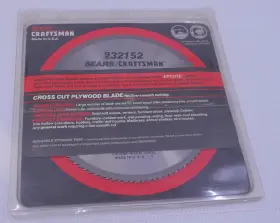 Craftsman 932128 Sears 8 1/4-inch 100 Tooth Cross Cut Plywood Circular Saw Blade
