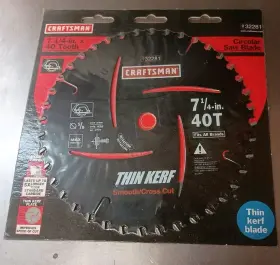 932281 Craftsman 7 1/4 Thin Kerf Circular Saw Blade 40 Tooth