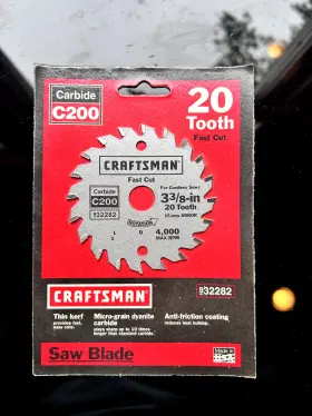 932282 Craftsman New C200 3 3/8 Inch 20 Carbide Saw Blade For Cordless Saws. #