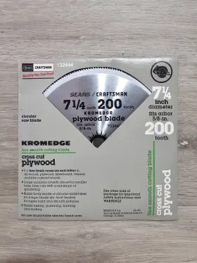 932444 Craftsman Sears 7 1/4 Inch Saw Blade 200 Tooth Kromedge Cross Cut Plywood Vtg