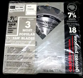 Craftsman 932518-932444-932494 New Vintage Sears 3 Blade Most Popular Saw Blades Pack 7 1/4 Inch -5/8