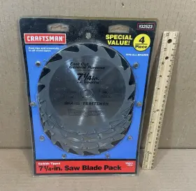 932523 Craftsman General Purpose 7-1/4 Inch 16 Tooth Carbide Tip Circular Saw Blade 4 Pack