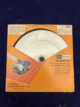 9-32532 Craftsman 932532 Vintage Kromedge Thin Rim Satin Cut Veneer Blade 6.5 Inch Plytooth