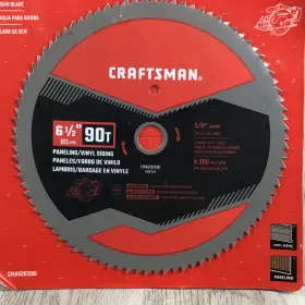 Cmas261290 Craftsman 6 1/2 Inch 90 Tooth Paneling/vinyl Saw Blade Carbon Steel Teeth 5/8 Arbor