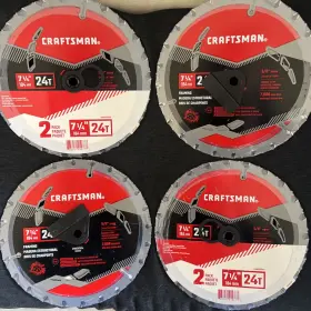 Cmas3725242 Craftsman 8 Total New Framing 7 1/4 Inch 24 Tpi Circ. Saw Blades 4 2 Pks