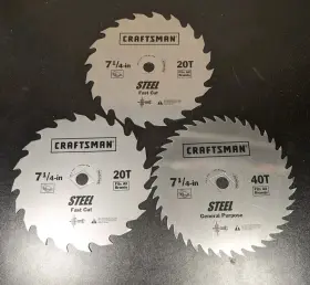 Cmas3725243 Craftsman 7-1/4-in 20t 40t Saw Blade - Pak Of 3 New
