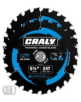 B0d2hk259b Craly 5-3/8 Inch 24t Wood Cutting Framing Circular Saw Blade 20mm Arbor