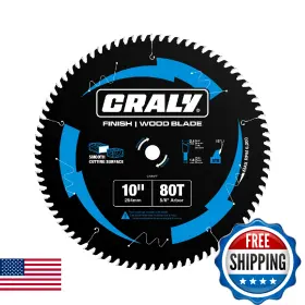B0f138yphr Craly 10 Inch 80 Teeth Ultra Fine Finish Wood Cutting Circular Saw Blade 5/8 In