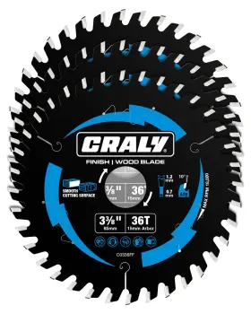C0336ff-3 Craly 3-3/8 Inch 36 Teeth Fine Finish Wood Cutting Circular Saw Blade 15mm A