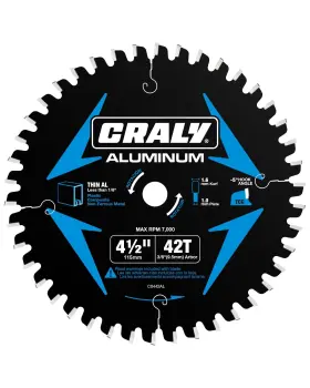 C0442al Craly 4-1/2 Inch 42 Teeth Aluminum And 4-1/2&apos &apos 3/8mm 42t