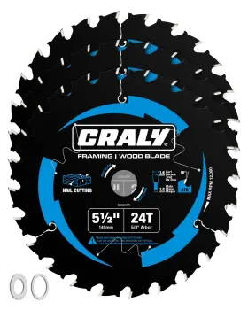 C0524fr-3 Craly 5-1/2 Inch 24 Teeth Wood Cutting Framing Circular Saw Blade 5/8 Arbor