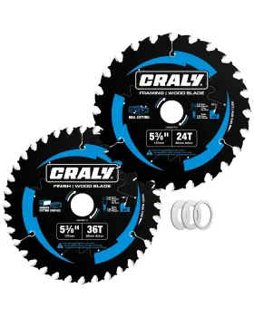 C0542436-2d Craly 5-3/8 Inch 24&36 Teeth Wood Cutting Framing/fine Finish Circular Saw Blade 2