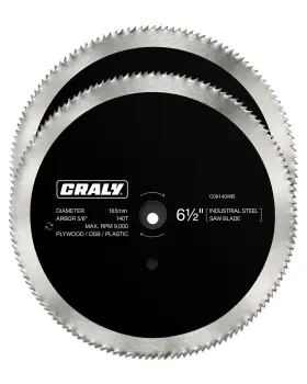 C06140wb-2 Craly 6-1/2 Inch 140 Teeth Circular Saw Blade 5/8 Arbor Thin Kerf For Cutti