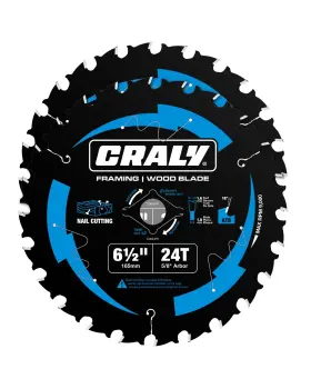 C0624fr-2 Craly 6-1/2 Inch 24 Teeth Wood Cutting Framing Circular Saw Blade 5/8 Arbor