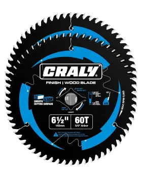 C0660ff-2 Craly 6-1/2 Inch 60 Teeth Ultra Fine Finish Wood Cutting Circular Saw Blade 5/8
