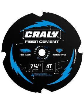 C0704fc Craly 7-1/4 Inch 4 Teeth Hardie Fiber Cement Circular Saw Blade 5/8 Arb