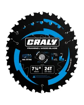 C0724fr-2 Craly 7-1/4 Inch 24 Teeth Wood Cutting Framing Circular Saw Blade 5/8 Arbor