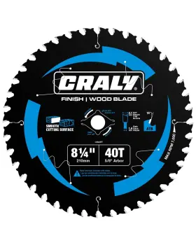 C0840ff Craly 8-1/4 Inch 40 Teeth Fine Finish Wood Cutting Circular Saw Blade 5/8 Arb
