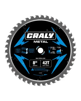 C0842mc Craly 8 Inch 42 Teeth Steel And Ferrous Metal Cutting Circular Saw Blade 5/8 In