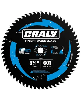 C0860ff Craly 8-1/4 Inch 60 Teeth Ultra Fine Finish Wood Cutting Circular Saw Blade 5/8