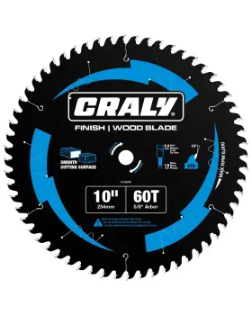 C1060ff Craly 10 Inch 60 Teeth Fine Finish Wood Cutting Circular Saw Blade 5/8 Arbor