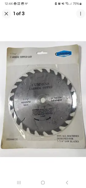 Cummins 753200067327 Framing Circular Saw Blade 7.25 Inch 24 Carbide Teeth 5/8 Arbor