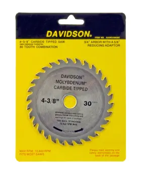 Abdw-04t Davidson 4-3/8 Inch Carbide Tipped 30 Tooth Saw Blade Circular 13800 Max Rpm