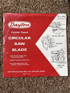 6-124 Dayton Carbide Tipped Circular Saw Blade New Old Stock