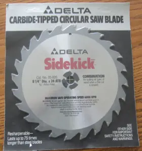 35-020 Delta Sidekick Carbide Tipped Circular Saw Blade 8 1/4 Inch
