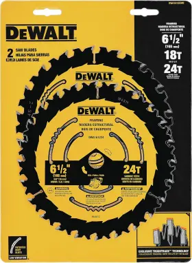 Dwa1612cmb Dewalt 445003123104 Circular Saw Blade 6 1/2 Inch 18 And 24 Tooth Wood Cutting