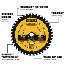 Dewalt 445008915988 7-1/4 Inch 40-tooth Circular Saw Blade