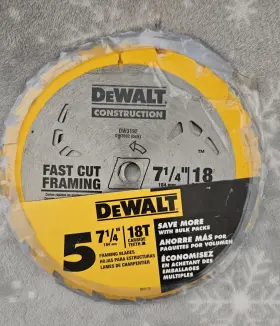 Dewalt 885911185592 7-1/4 Inch 18t Carbide Teeth Framing Blades 5pk