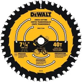 Dewalt 885911574525 7-1/4 Inch D X 5/8 Tungsten Carbide Circular Saw Blade 40 Teeth 1 Pk