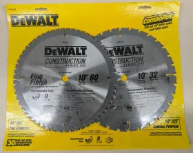 Dw3106pp Dewalt New 10 Inch Miter Table Saw Blades 2 Per Package 60t 32t Carbide
