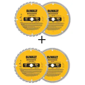 Dw3128p5w3128p5 Dewalt Circular Saw Blade 12 Inch Carbide Wood 2-pack 80 32 Teeth Blades In Silver