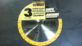 Dw3578b3 Dewalt 7-1/4 Inch X 24 Tooth Carbide-tipped Framing Circular Saw Blade 3pk